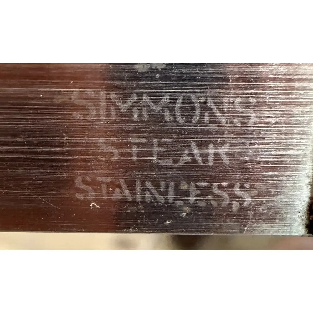 Vintage Simmons Stainless Steel Steak Knives Set of 8 Cream Handle Wood Lock Box